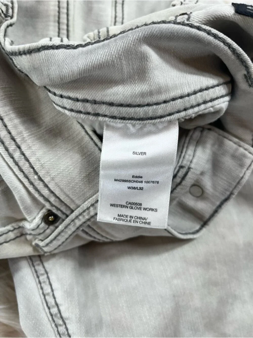 Silver Y2K Eddie Jeans Men's 38x31 Mid Rise Relaxed Fit White